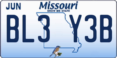MO license plate BL3Y3B