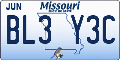 MO license plate BL3Y3C