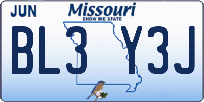 MO license plate BL3Y3J