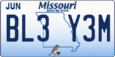MO license plate BL3Y3M