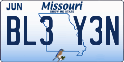 MO license plate BL3Y3N