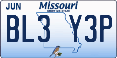 MO license plate BL3Y3P