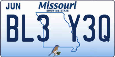 MO license plate BL3Y3Q
