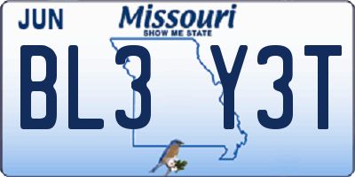 MO license plate BL3Y3T