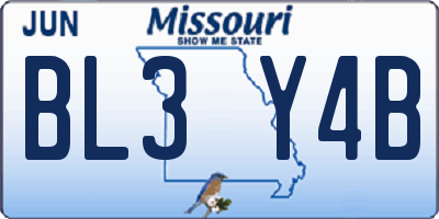 MO license plate BL3Y4B