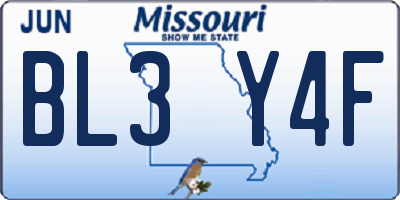 MO license plate BL3Y4F