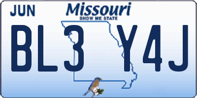 MO license plate BL3Y4J