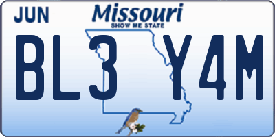 MO license plate BL3Y4M