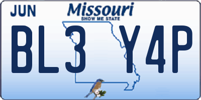 MO license plate BL3Y4P
