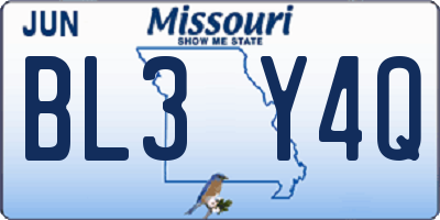 MO license plate BL3Y4Q