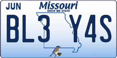 MO license plate BL3Y4S