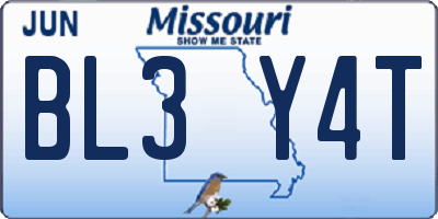 MO license plate BL3Y4T