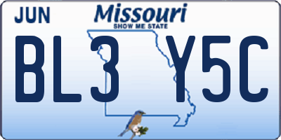 MO license plate BL3Y5C