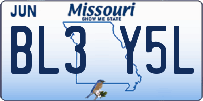MO license plate BL3Y5L