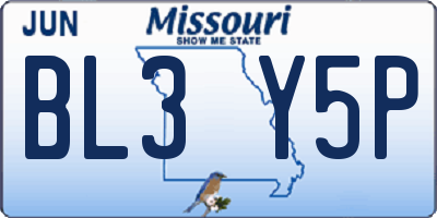MO license plate BL3Y5P