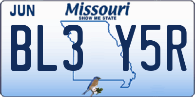 MO license plate BL3Y5R