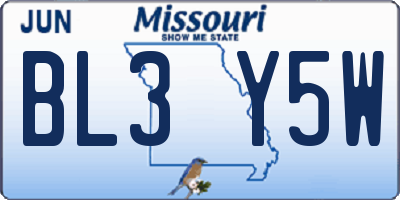 MO license plate BL3Y5W