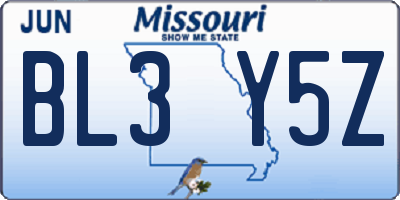 MO license plate BL3Y5Z