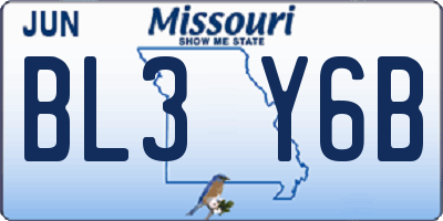 MO license plate BL3Y6B