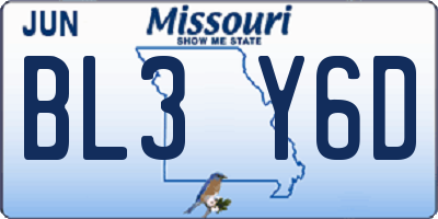 MO license plate BL3Y6D