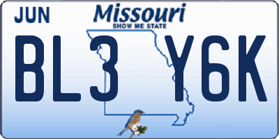 MO license plate BL3Y6K