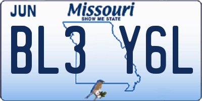 MO license plate BL3Y6L