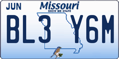 MO license plate BL3Y6M