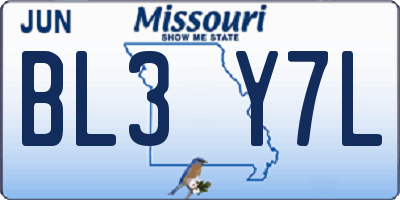 MO license plate BL3Y7L