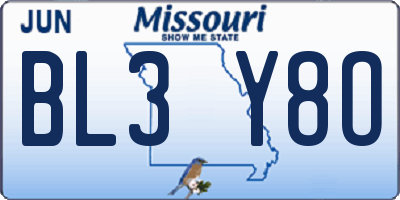 MO license plate BL3Y8O