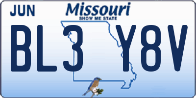 MO license plate BL3Y8V