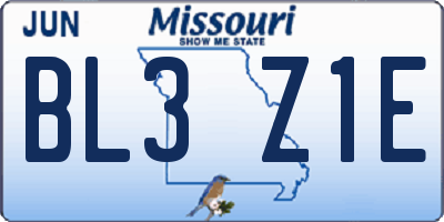 MO license plate BL3Z1E
