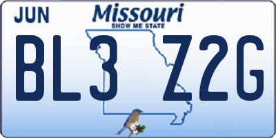 MO license plate BL3Z2G