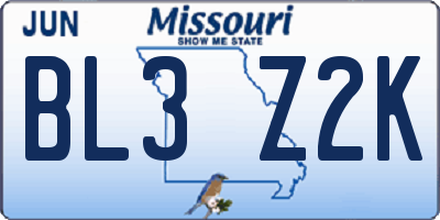 MO license plate BL3Z2K