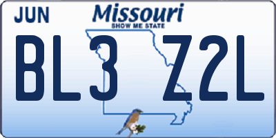 MO license plate BL3Z2L