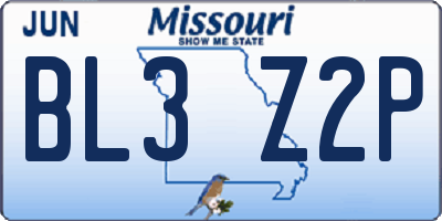 MO license plate BL3Z2P
