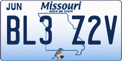 MO license plate BL3Z2V