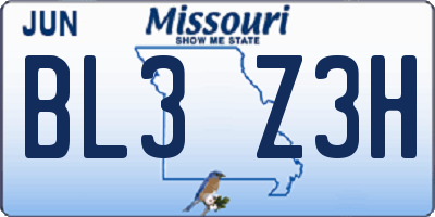 MO license plate BL3Z3H