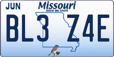 MO license plate BL3Z4E
