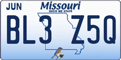 MO license plate BL3Z5Q
