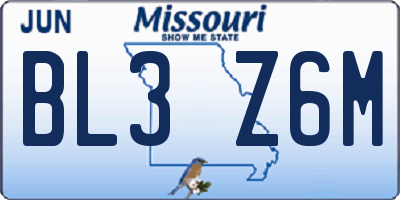 MO license plate BL3Z6M
