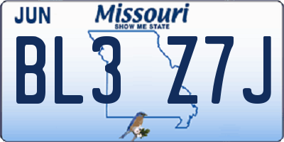 MO license plate BL3Z7J