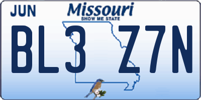MO license plate BL3Z7N