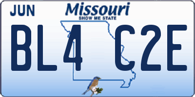 MO license plate BL4C2E