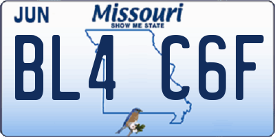 MO license plate BL4C6F