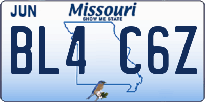 MO license plate BL4C6Z