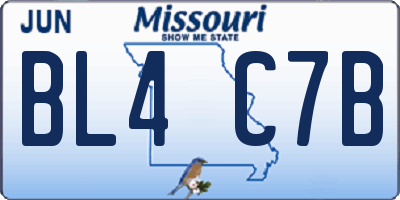 MO license plate BL4C7B