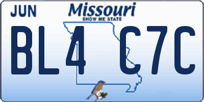 MO license plate BL4C7C