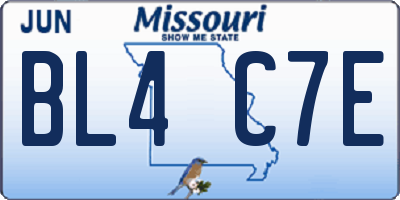 MO license plate BL4C7E