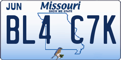 MO license plate BL4C7K