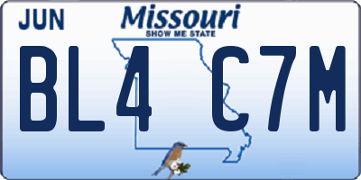 MO license plate BL4C7M